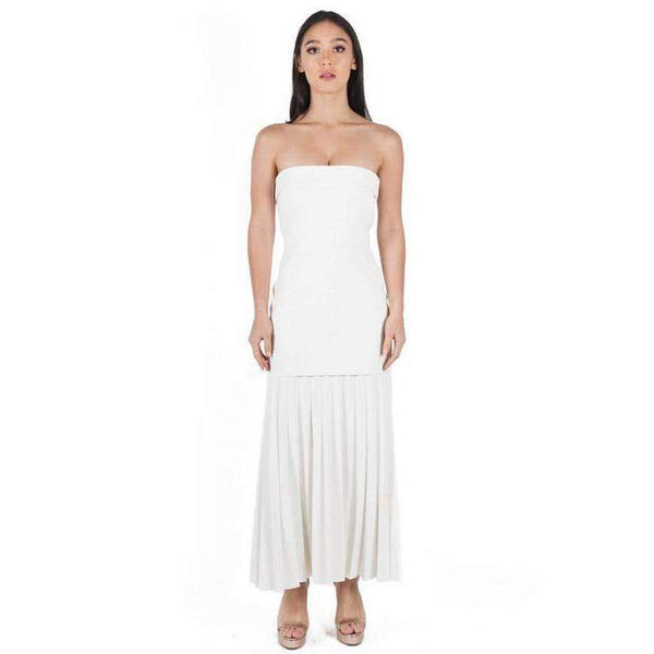 Dion Lee Linear Crepe Pleat Strapless Dress White for Hire