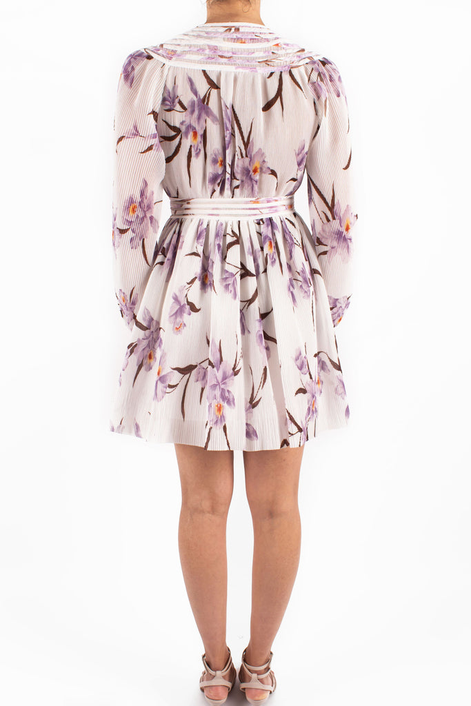 Corsage Plisse Mini Dress