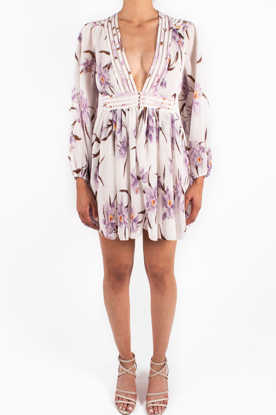 Corsage Plisse Mini Dress Front