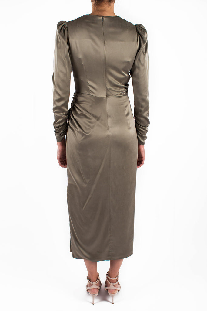 Draped Dress Olive Back