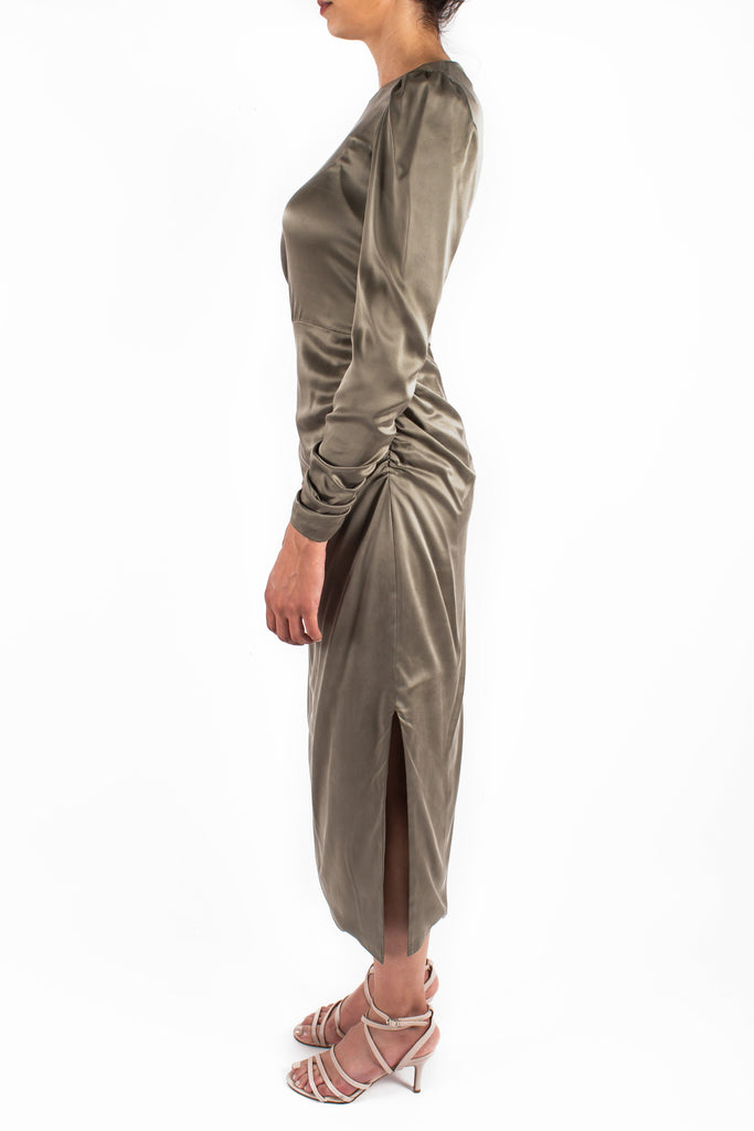 Draped Dress Olive Side