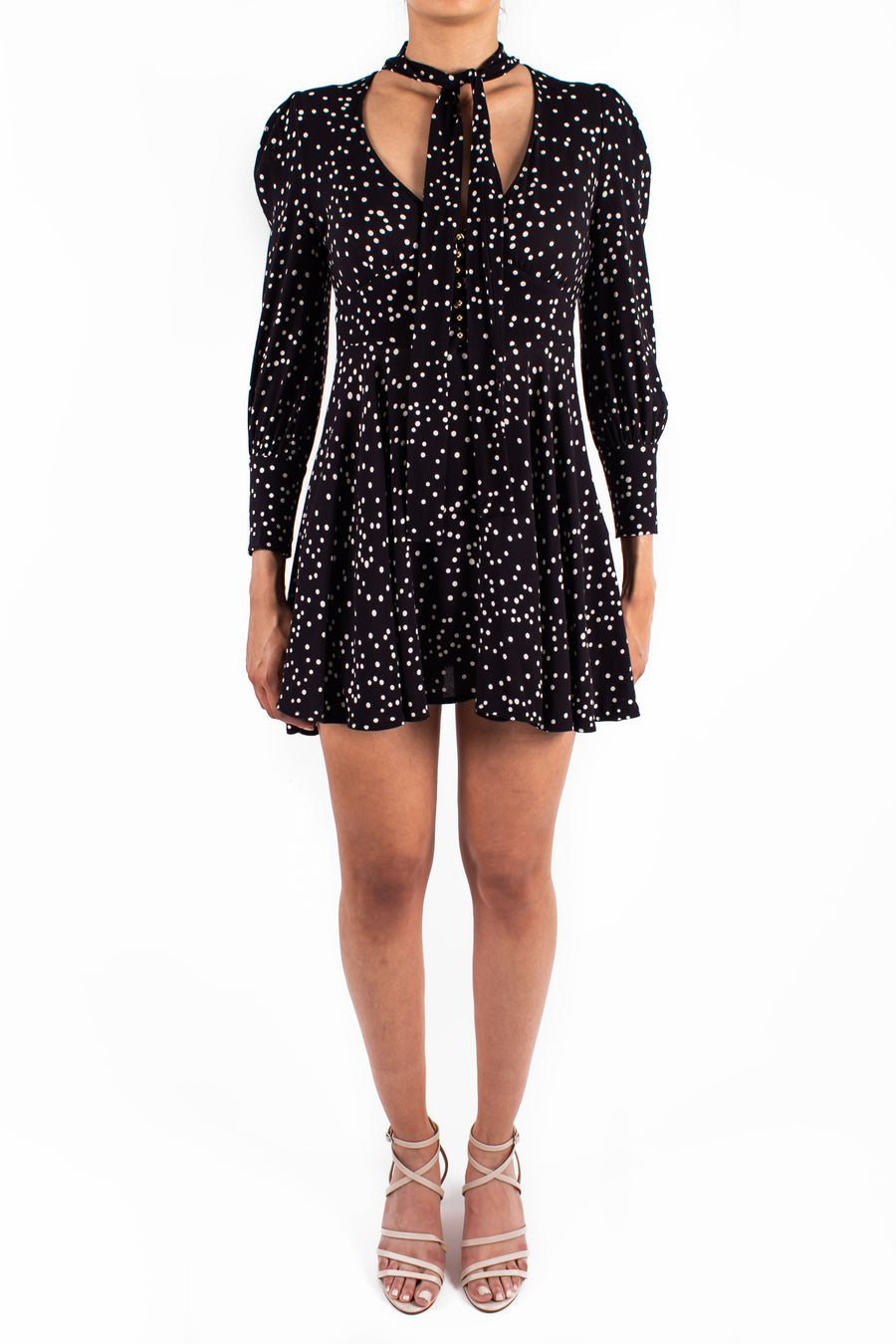 Empire Swing Dress Black Confetti Front