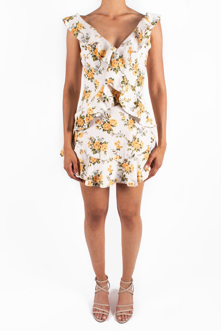 Golden Flutter Dress Front