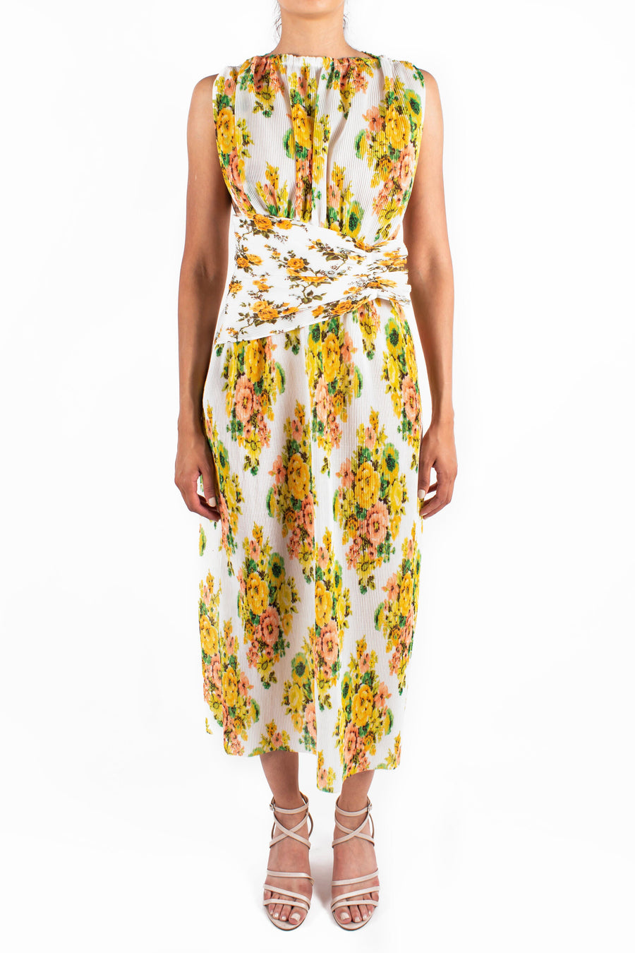 Golden Plisse Dress Front