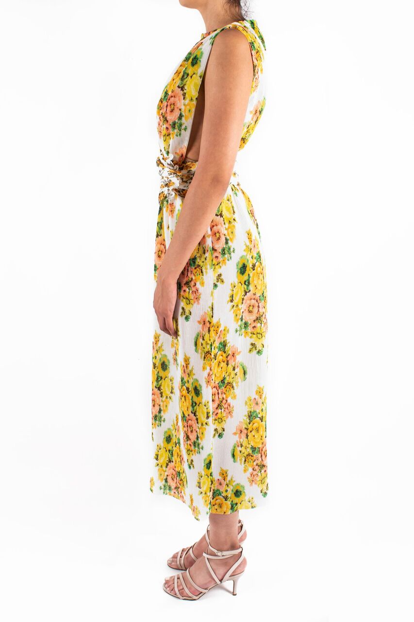 Golden Plisse Dress Front