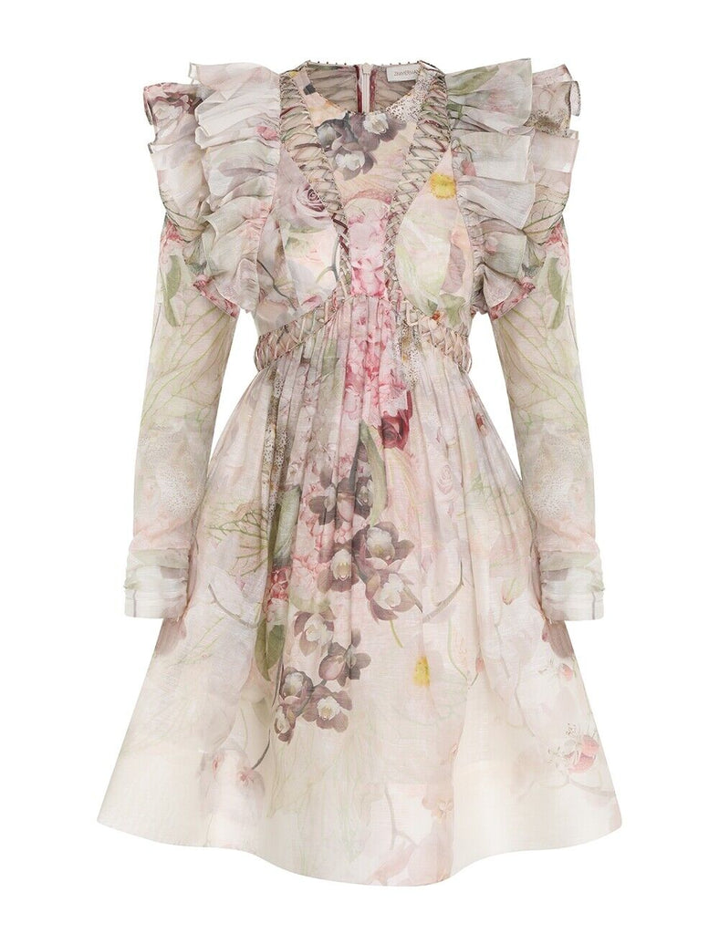 Dancer Lace Mini Dress Alabaster Garden Floral