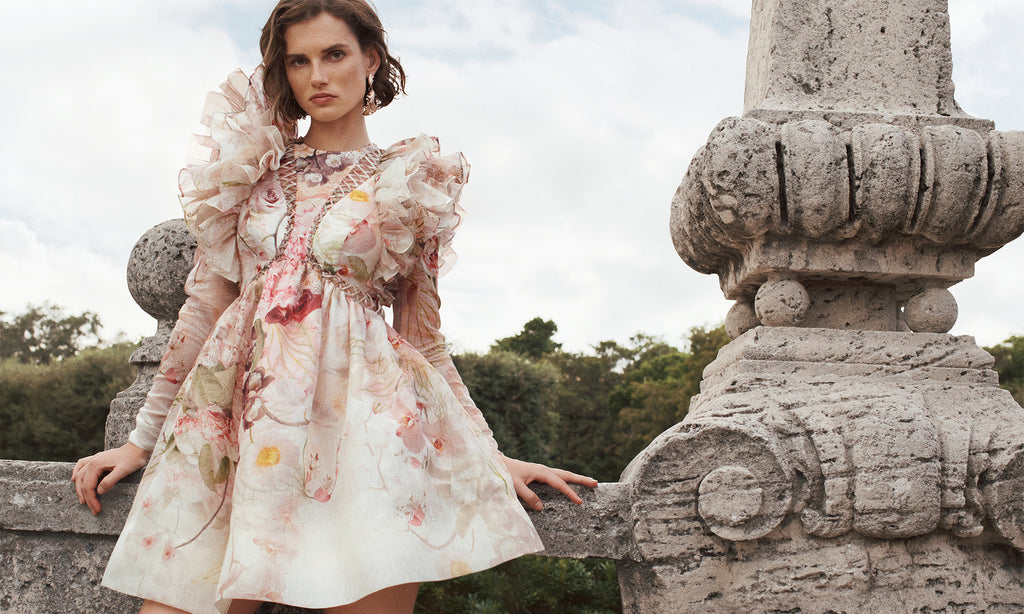 Dancer Lace Mini Dress Alabaster Garden Floral