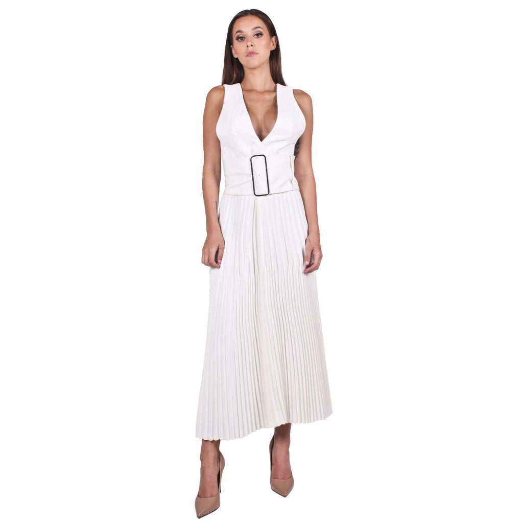 Trapeze Pleat Dress With Trench Belt