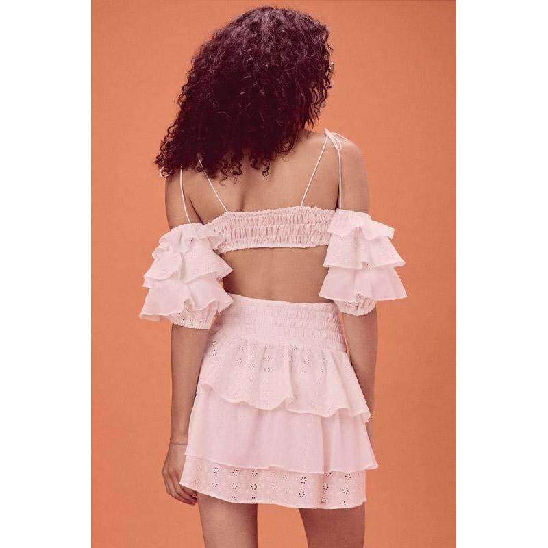 Bora Bora Ruffle Crop and Skirt Set White