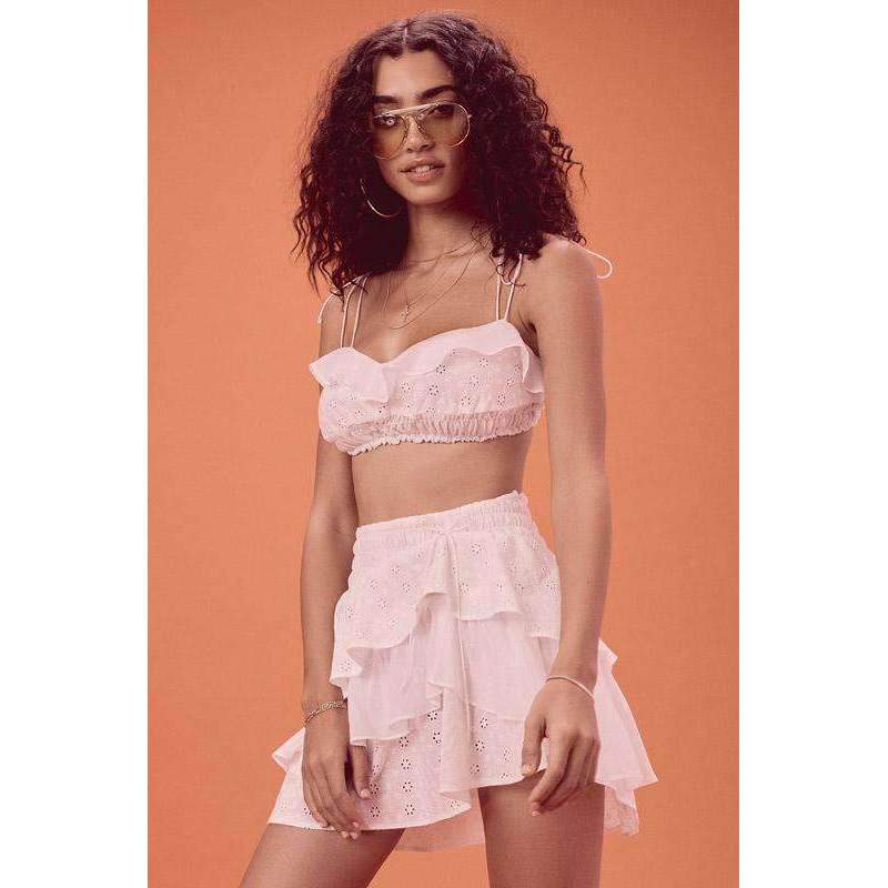 Bora Bora Ruffle Crop and Skirt Set White