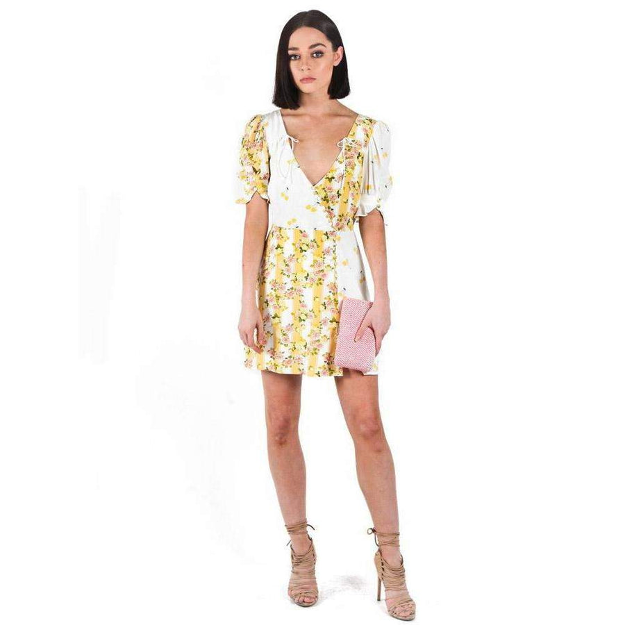 Savannah Wrap Mini Dress Buttercreme