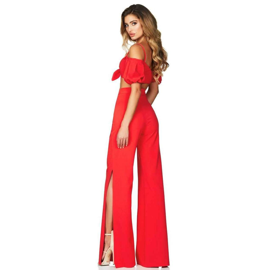 Belle Crop High Waist Pant Set Cherry