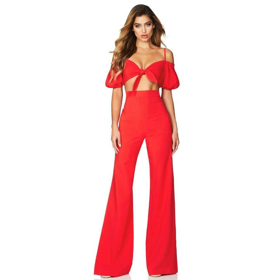 Belle Crop High Waist Pant Set Cherry