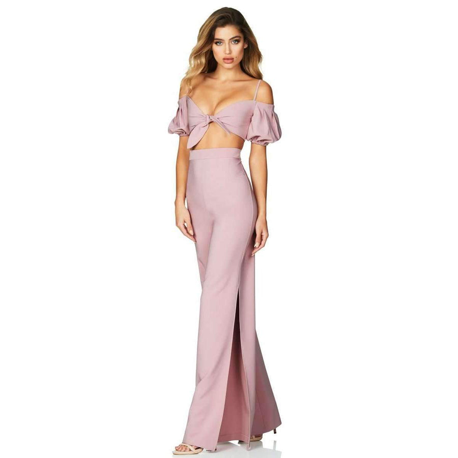 Belle Crop High Waist Pant Set Dusty Pink