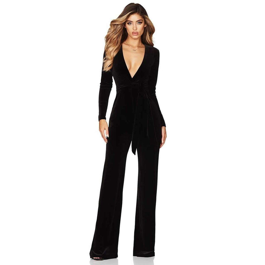 Vamp Velvet Jumpsuit Black