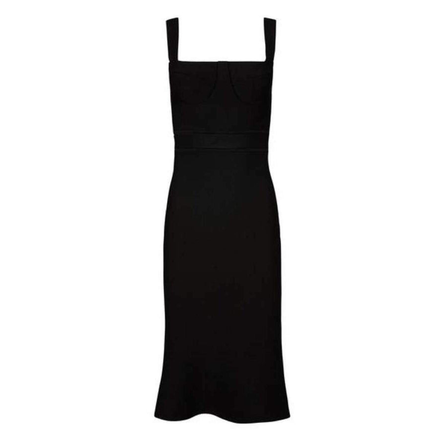 Crepe Knit Bralette Dress Black