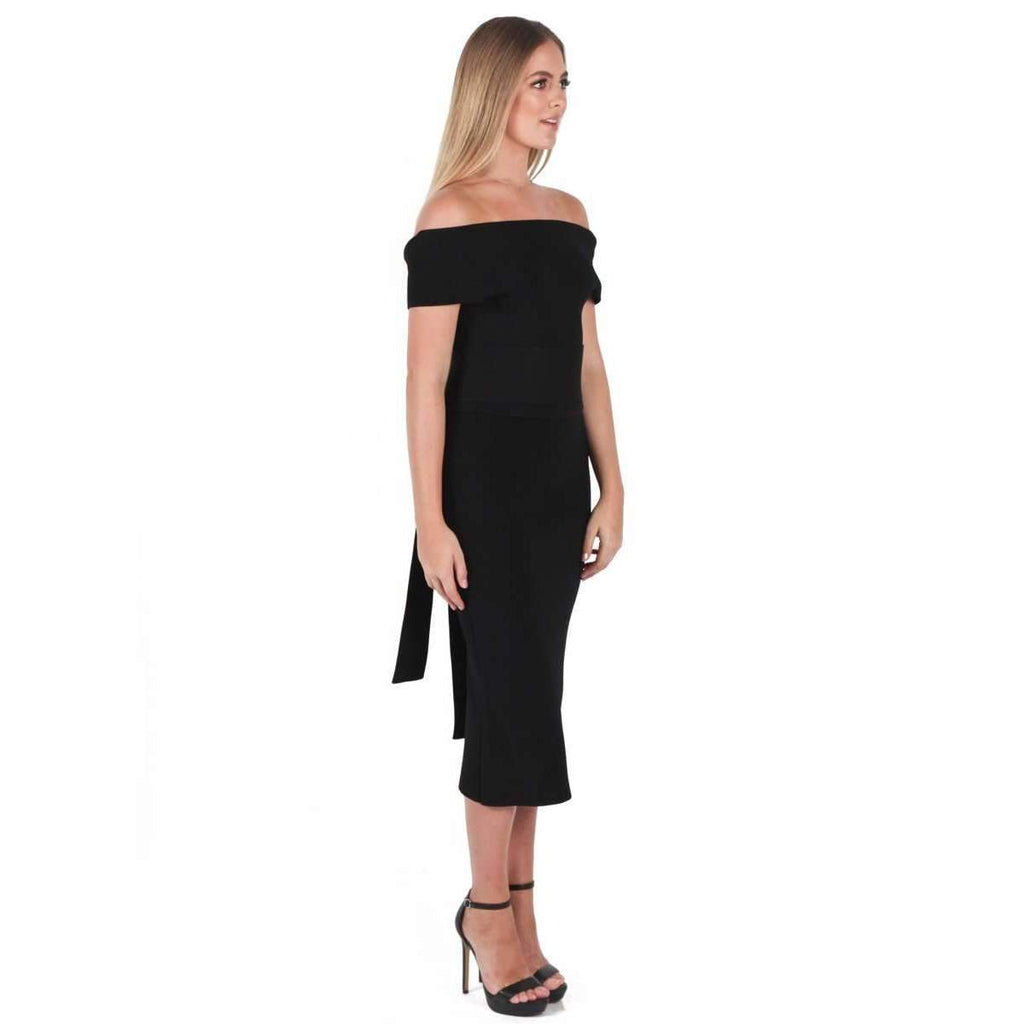 Crepe Knit C/Shld Milano Dress Black