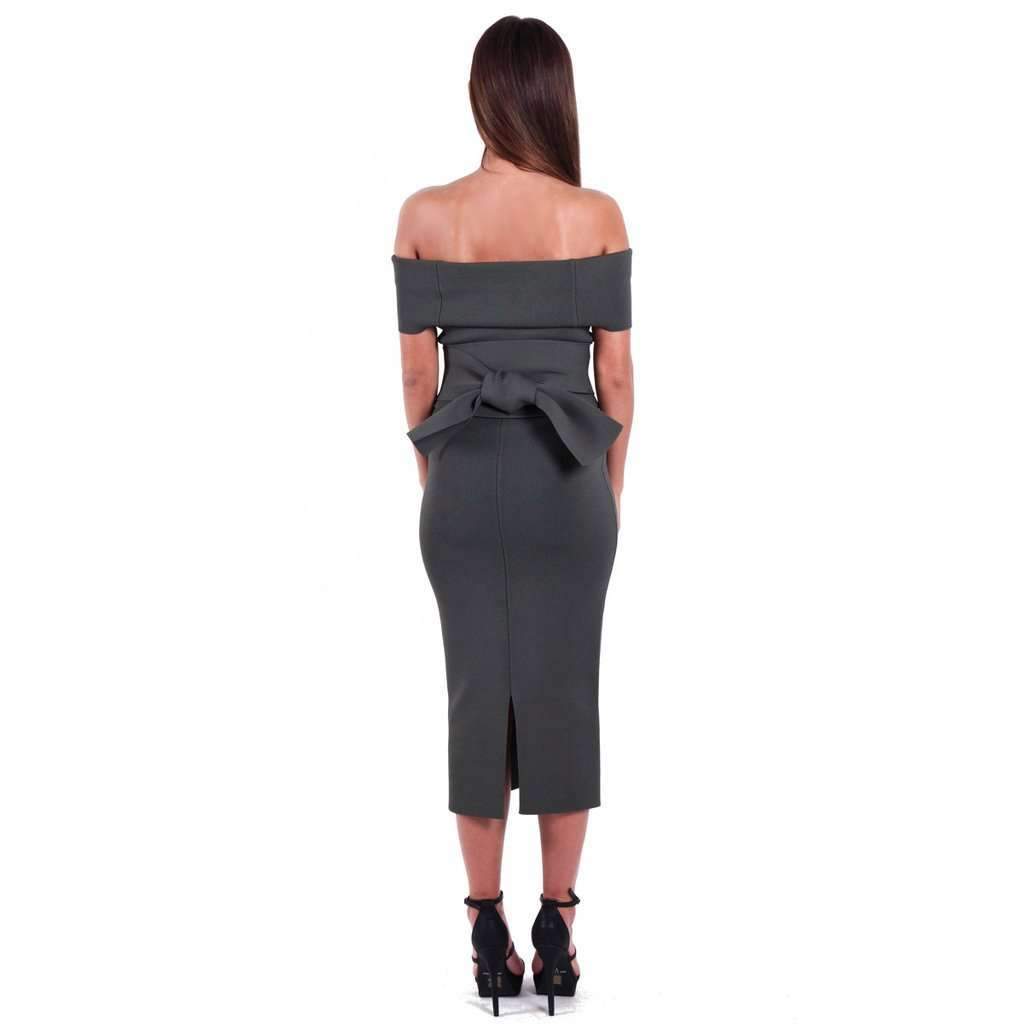 Crepe Knit C/Shld Milano Dress Safari