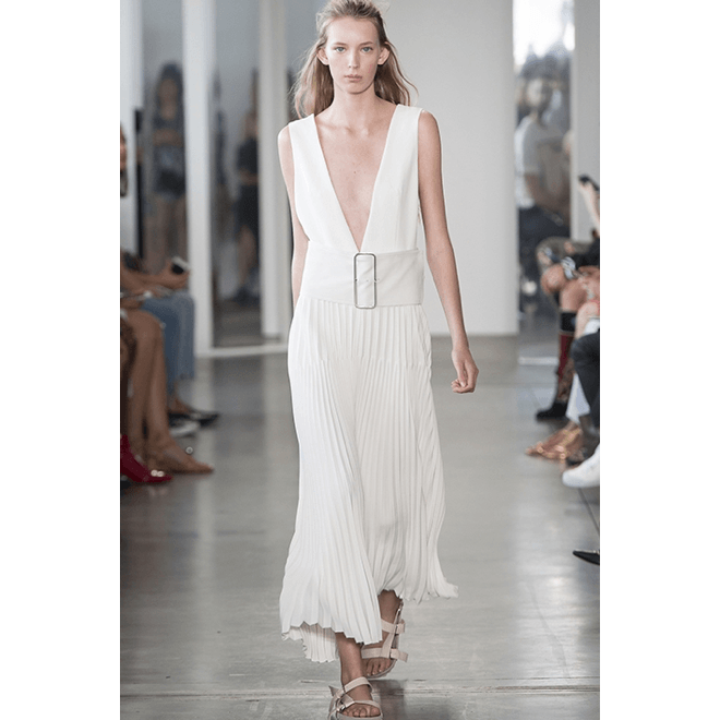 Trapeze Pleat Dress With Trench Belt