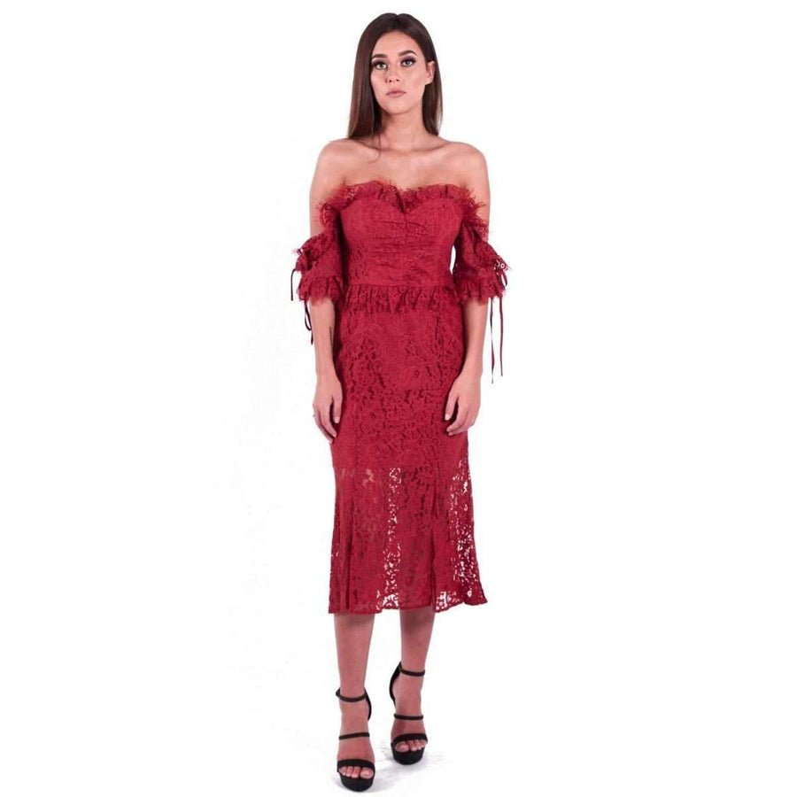 Provoke Off Shoulder Midi Dress