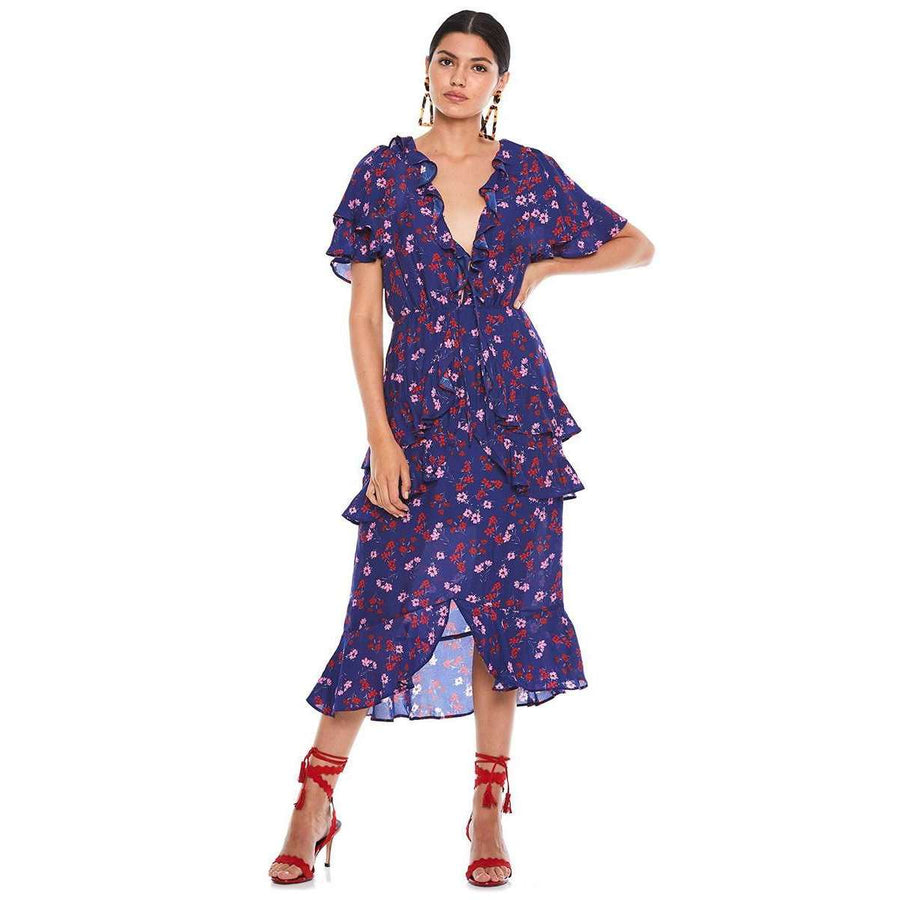 The Yearning Ruffle Midi Dress