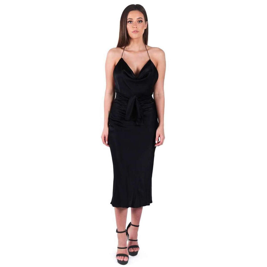 Silk Satin Emily Dress Black