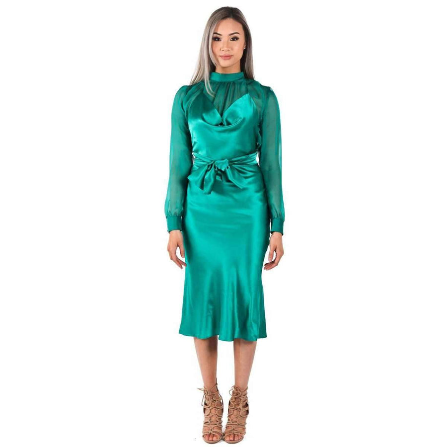 Silk Satin Emily Dress Emerald