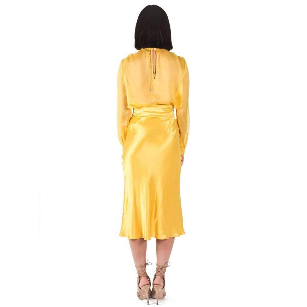 Silk Satin Emily Dress Yellow