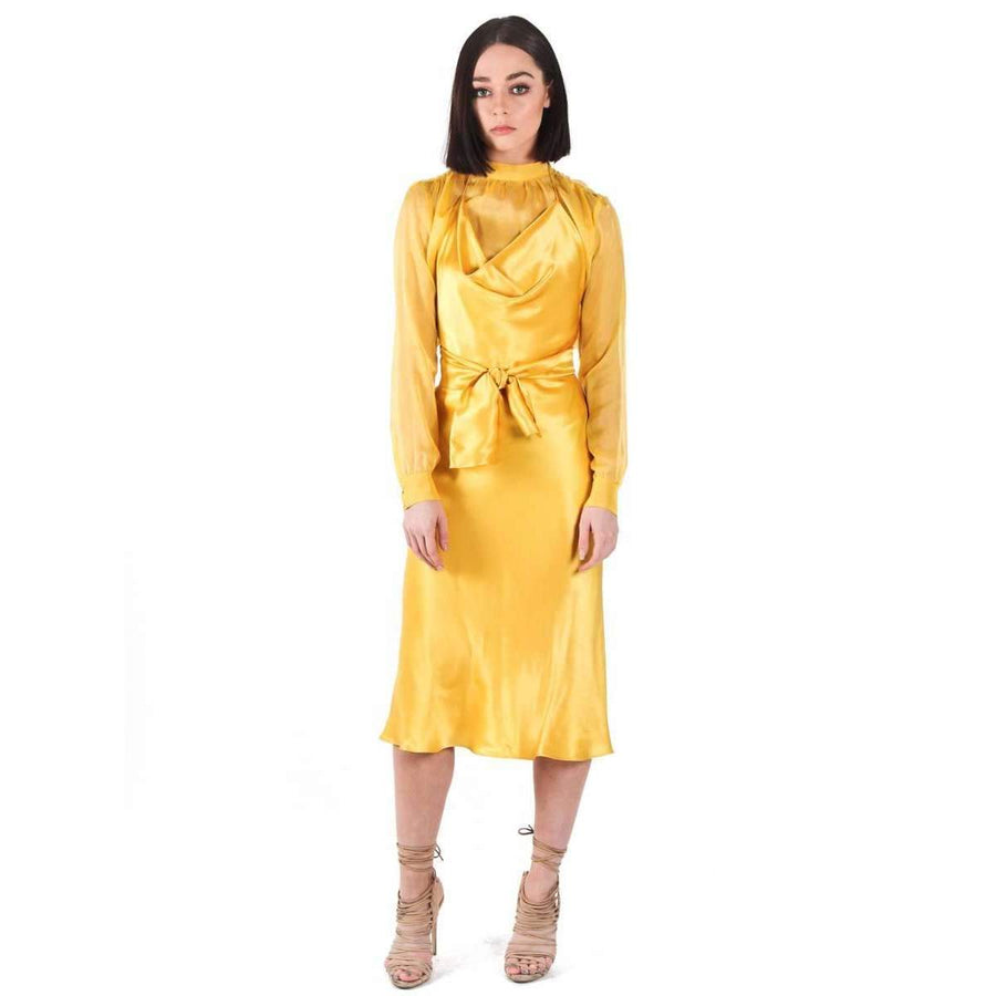 Silk Satin Emily Dress Yellow
