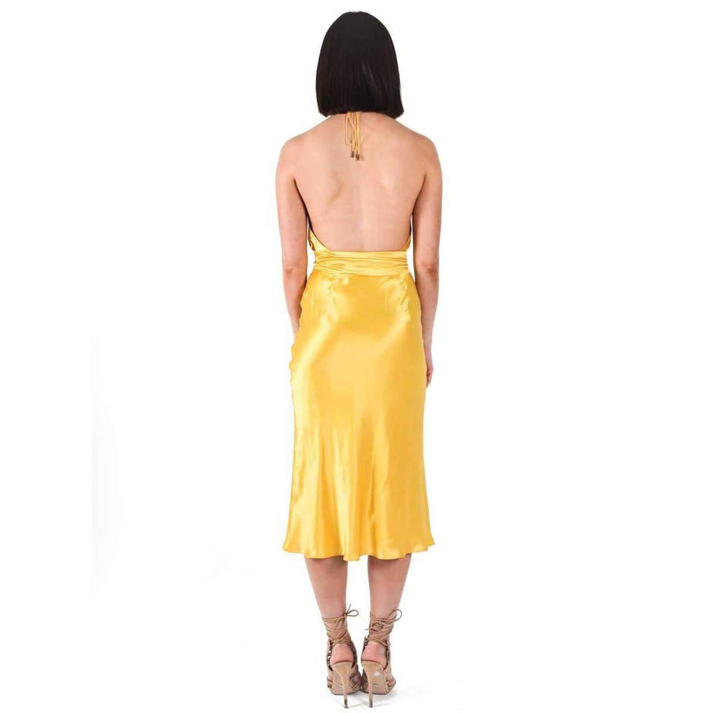 Silk Satin Emily Dress Yellow