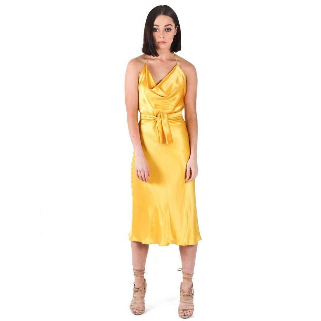 Silk Satin Emily Dress Yellow