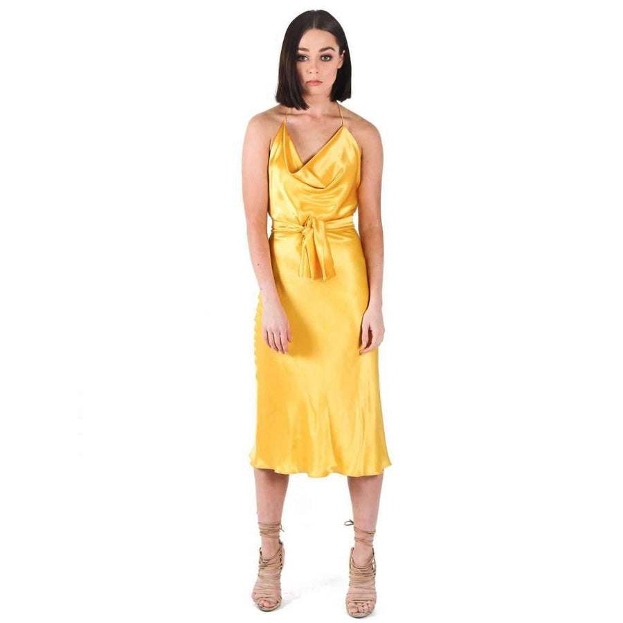 Silk Satin Emily Dress Yellow