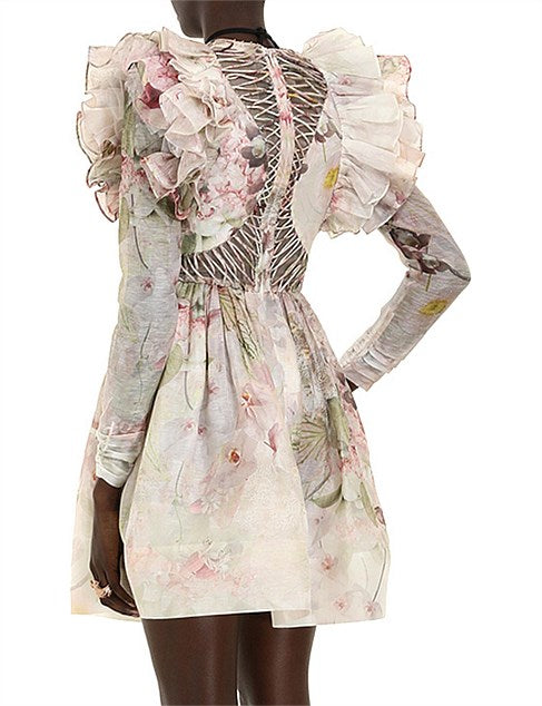 Dancer Lace Mini Dress Alabaster Garden Floral